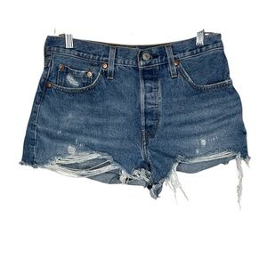 Levi's 501 Women's Distressed Jean Button Fly Shorts Size 29